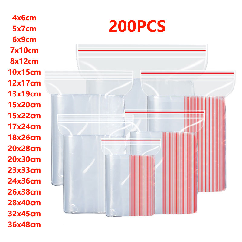 Ziploc Food Storage - 100/200 قطعة أكياس بلاستيكية صغيرة قابلة