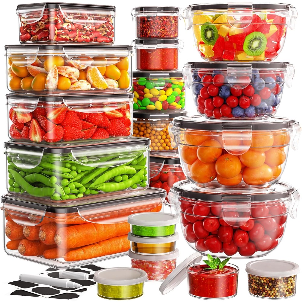 Food Storage Acrylic Containers - 40 قطعة من حاويات تخزين الطعام،