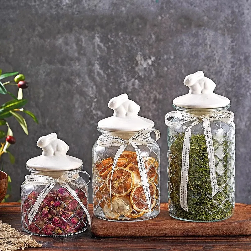 Food Storage Acrylic Containers - وعاء زجاجي شفاف محكم الإغلاق، غطاء