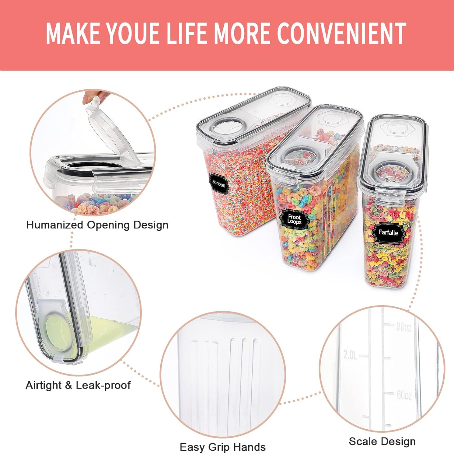 2.5L حاويات تخزين الحبوب مع ال - مراجعة Food Storage Acrylic Containers وسعره