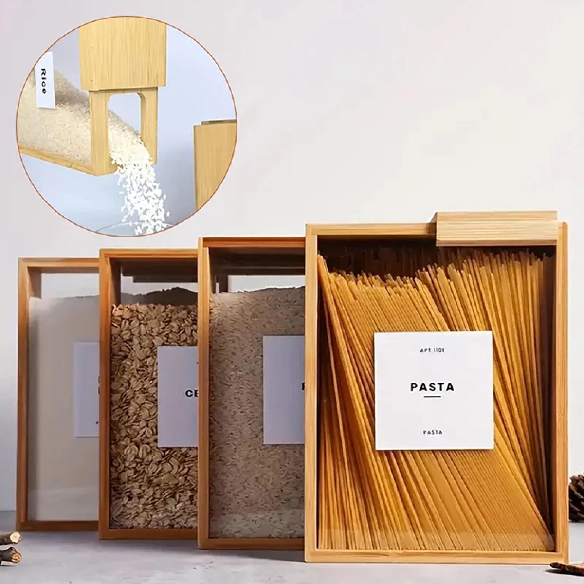 موزع طعام ومنظم للمطبخ من خشب  - مراجعة Food Storage Acrylic Containers وسعره