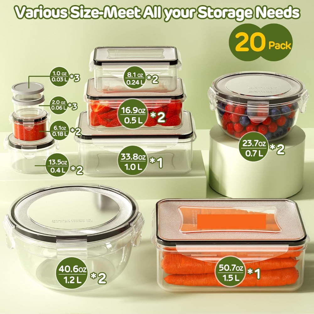 40 قطعة من حاويات تخزين الطعام - مراجعة Food Storage Acrylic Containers وسعره